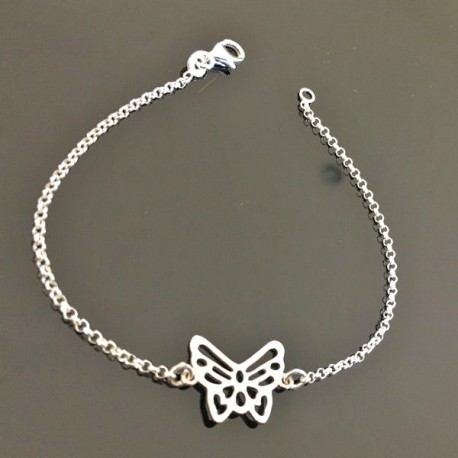 Bracelet papillon argent massif 925/000