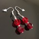 Boucles d'oreilles argent 925/000 pendantes perles cristal siam et rubis