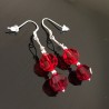 Boucles d'oreilles argent 925/000 pendantes perles cristal siam et rubis