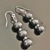 Boucles d'oreilles argent 925/000 pendantes pierres hématites