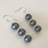 Boucles d'oreilles argent 925/000 pendantes pierres hématites