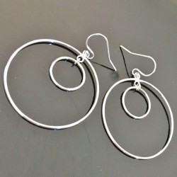Boucles d'oreilles argent 925/000 crochets pendants anneaux cercles 