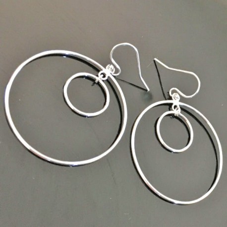 Boucles d'oreilles argent 925/000 crochets pendants anneaux cercles 