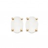 Boucles puces d'oreilles Plaqué Or 18 carats pierre de lune naturelle