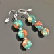 Boucles d'oreilles argent 925/000 pierres fossiles turquoises naturelles