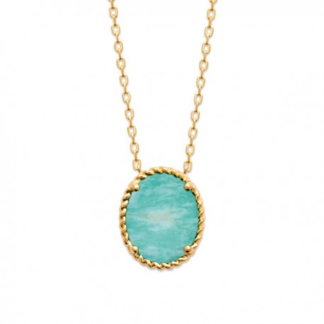 Collier Plaqué Or 18 carats pierre naturelle amazonite