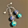 Boucles d'oreilles argent 925 pierres jaspe impérial turquoise bleu outremer
