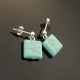 Boucles d'oreilles argent 925 pendantes pierres turquoises naturelles