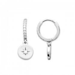 Boucles d'oreilles créoles pendants etoiles argent 925/000 et zirconium