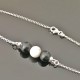 Collier ras de cou argent massif 925/000 pierres naturelles noires et blanche