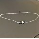 Collier ras de cou argent massif 925/000 pierres naturelles noires et blanche