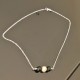 Collier ras de cou argent massif 925/000 pierres naturelles noires et blanche