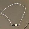 Collier ras de cou argent massif 925/000 pierres naturelles noires et blanche