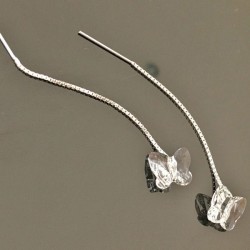 Boucles d'oreilles chainettes argent 925 papillons cristal Swarovski