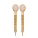 Boucles d'oreilles Plaqué Or 18 carats chainettes pierre naturelle quartz rose