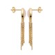 Boucles d'oreilles Plaqué Or 18 carats chainettes pierre naturelle quartz rose