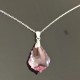 Collier argent 925 pendentif goutte baroque rose antique en cristal Swarovski