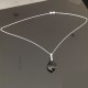 Collier argent 925 pendentif goutte baroque noire en cristal Swarovski