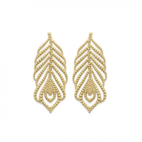 Boucles d'oreilles plumes Plaqué Or 18 carats 