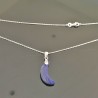 Collier argent 925/000 pendentif demi lune lapis lazuli Bijou nature