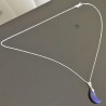 Collier argent 925/000 pendentif demi lune lapis lazuli Bijou nature