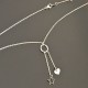 Collier argent massif 925/000 pendant anneau chainettes coeur étoile