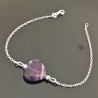 Bracelet argent massif 925/000 coeur amethyste pierre naturelle