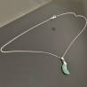 Collier argent 925/000 pendentif demi lune pierre amazonite naturelle 