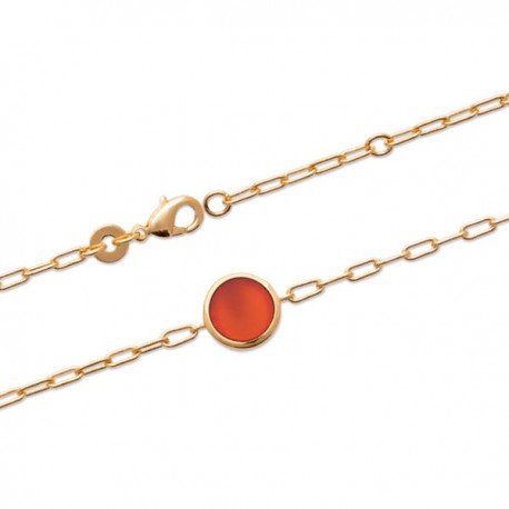 Bracelet Plaqué Or 18 carats pierre agate rouge naturelle
