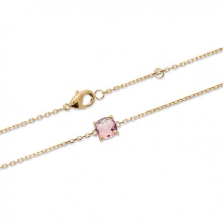 Bracelet Plaqué Or 18 carats pierre rose carrée