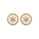 Boucles d'oreilles étoiles soleils Plaqué Or 18 carats et émail blanc
