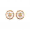 Boucles d'oreilles étoiles soleils Plaqué Or 18 carats et émail blanc