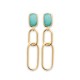 Boucles d'oreilles Plaqué Or 18 carats maillons de chaine pierre amazonite