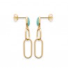 Boucles d'oreilles Plaqué Or 18 carats maillons de chaine pierre amazonite