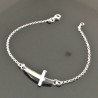 Bracelet croix courbée en argent massif 925/000 longueur 18 cm