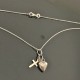 Collier en argent 925/000 pendentif duo croix coeur sur fine chaine