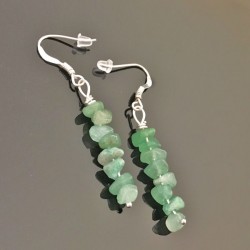 Boucles d'oreilles argent 925/000 pendantes pierres aventurine