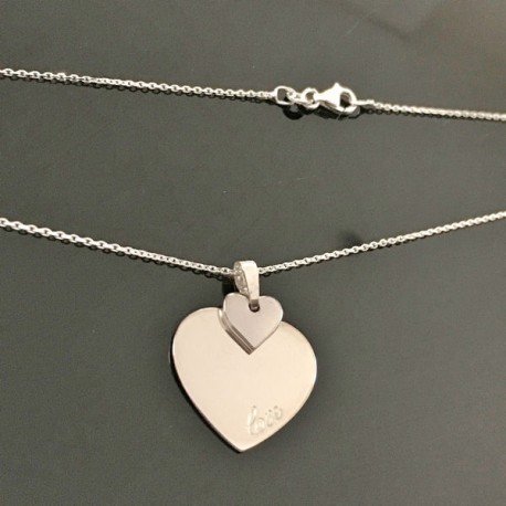 Collier pendentif coeur en argent massif 925/000 sur fine chaine