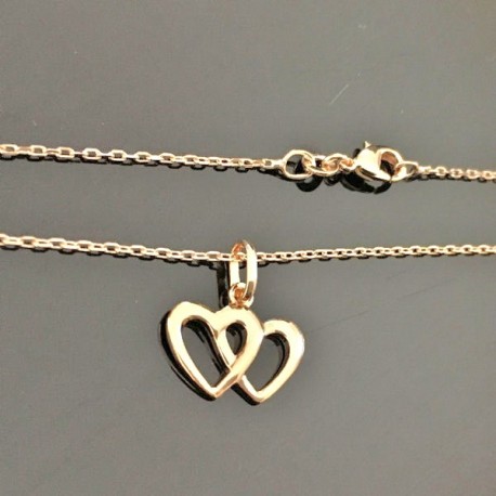 Collier cœurs entrelacés en plaqué or 18 carats sur belle chaine
