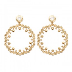 Boucles d'oreilles Plaqué Or 18 carats pendantes style dentelle