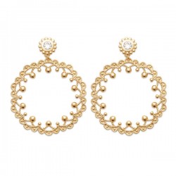 Boucles d'oreilles Plaqué Or 18 carats pendantes style dentelle