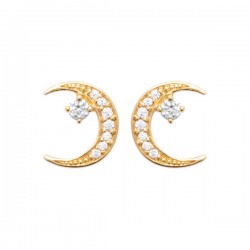 Boucles d'oreilles Plaqué Or 18 carats puces croissants de lune