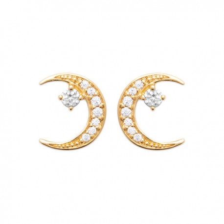 Boucles d'oreilles Plaqué Or 18 carats puces croissants de lune