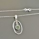 Collier argent 925/000 pendentif cristal vert péridot sur fine chaine