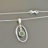 Collier argent 925/000 pendentif cristal vert péridot sur fine chaine