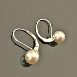 Boucles d'oreilles dormeuses argent 925 perles nacrées Swarovski crème