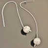 Longues boucles d'oreilles chainettes argent 925/000 perles strass cristal