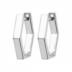 Boucles d'oreilles créoles hexagones en argent massif 925/000