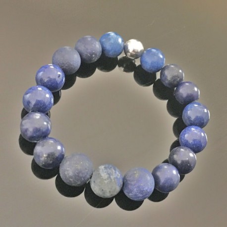 Bracelet lapis lazuli - bijou pierres naturelles et argent 925 taille élastique