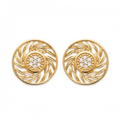 Boucles d'oreilles cercles épis de blé en plaqué or 18 carats
